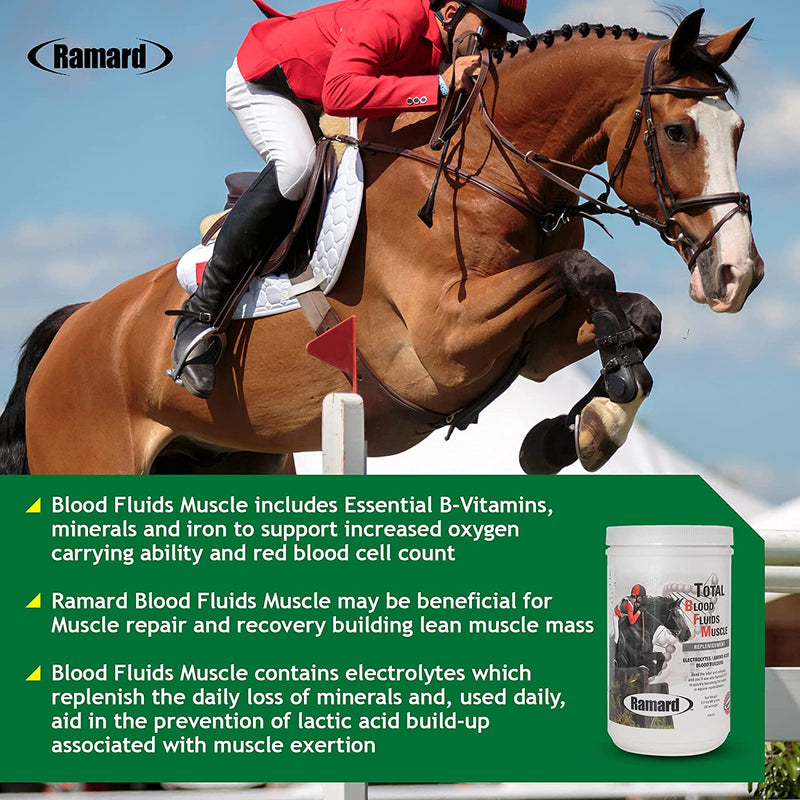 TOTAL BLOOD FLUIDS MUSCLE FOR HORSES - Total Blood Fluids Muscle was developed to replenish the vital nutrients lost during stress and exercise. 